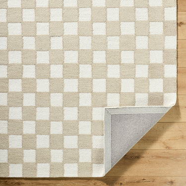 Klopp Modern Wool Checkered Beige Rug