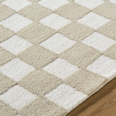 Klopp Modern Wool Checkered Beige Rug
