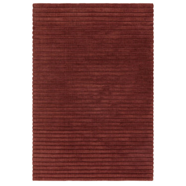 Linie Burgundy Hand-Woven Wool Ribbed Textured Rug - overhead view