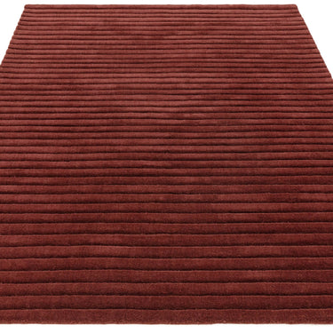Linie Burgundy Hand-Woven Wool Ribbed Textured Rug - Angle 1