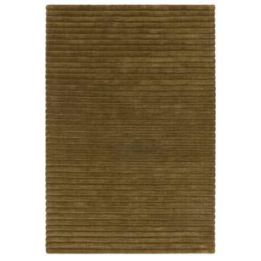 Linie Forest Green Hand-Woven Wool Ribbed Textured Rug - overhead view
