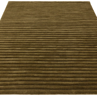 Linie Forest Green Hand-Woven Wool Ribbed Textured Rug - Angle 1