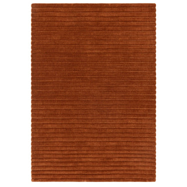 Linie Rust Hand-Woven Wool Ribbed Textured Rug - overhead view