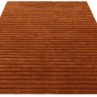 Linie Rust Hand-Woven Wool Ribbed Textured Rug - Angle 1