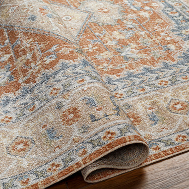 Lillian Vintage Traditional Washable Orange Rug