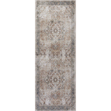 Lillian Traditional Washable Runner Vintage Oriental Orange, Light Grey & Ivory Rug - Runner 80x220 cm (2'7'' x 7'3'')