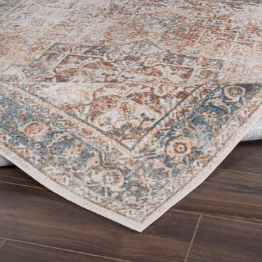 Lillian Traditional Washable Runner Vintage Oriental Orange, Light Grey & Ivory Rug