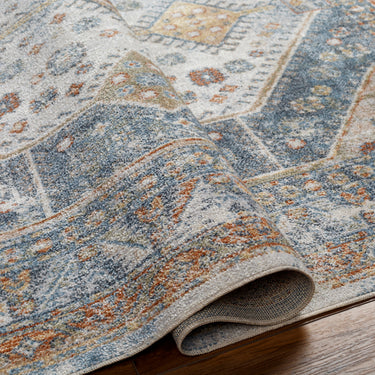 Lillian Vintage Traditional Washable Blue Rug