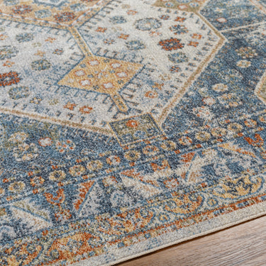 Lillian Vintage Traditional Washable Blue Rug
