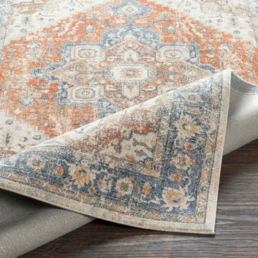 Lillian Traditional Washable Vintage Oriental Orange, Gray & Oatmeal Rug - Design LLL2329