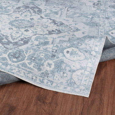 Lillian Vintage Traditional Washable Blue Rug