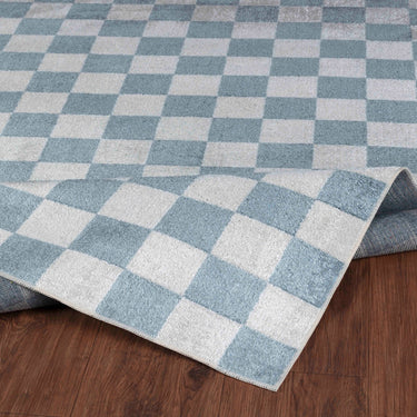 Lillian Geometric Checkered Blue Rug