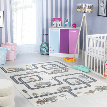 Lillian Kids Washable Beige Rug