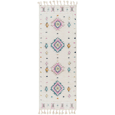 Lofty Vintage Runner Shaggy Oriental Ivory, Blue & Aqua Rug - Runner 80x220 cm (2'7'' x 7'3'')