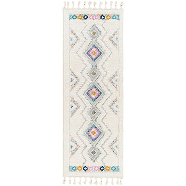 Lofty Vintage Runner Shaggy Oriental Ivory, Lavender & Burnt Orange Rug - Runner 80x220 cm (2'7'' x 7'3'')