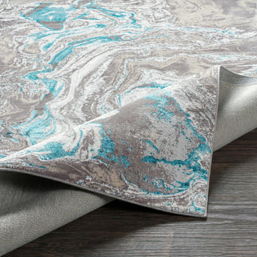 Lustro Modern Abstract Blue, Medium Grey & Ivory Rug