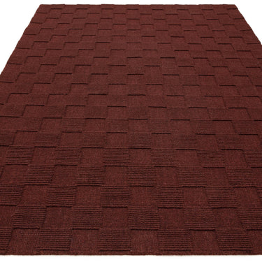 Mercer Burgundy Hand-Woven Wool Checkerboard Rug - Angle 1