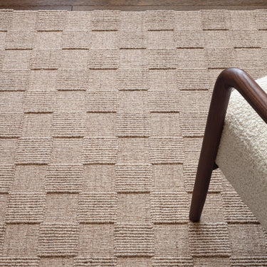 Mercer Natural Hand-Woven Wool Checkerboard Rug - Close Up lifestyle view