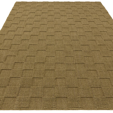 Mercer Olive Green Hand-Woven Wool Checkerboard Rug - Angle 1