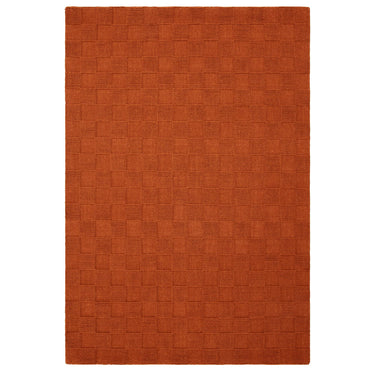 Mercer Rust Hand-Woven Wool Checkerboard Rug - overhead view
