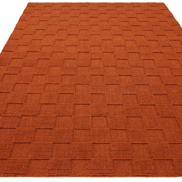 Mercer Rust Hand-Woven Wool Checkerboard Rug - Angle 1