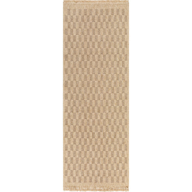 Mirage Cottage Checkboard Fringe Jute Look Runner Brown