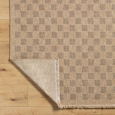 Mirage Cottage Checkboard Fringe Jute Look Runner Brown