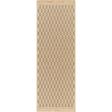 Mirage Cottage Checkboard Fringe Jute Look Runner Brown