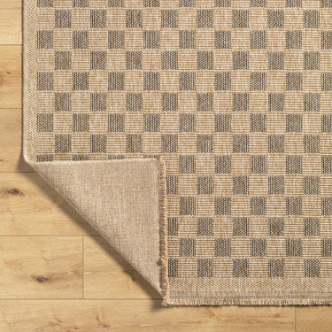 Mirage Cottage Checkboard Fringe Jute Look Runner Brown