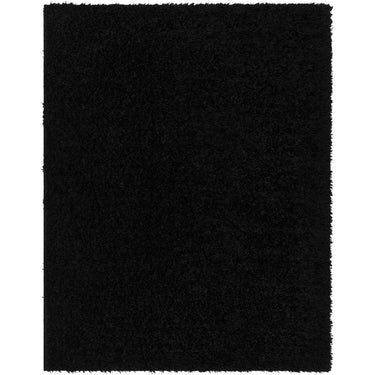 Moda Shag Solid Color Plush Soft Pile Black Rug