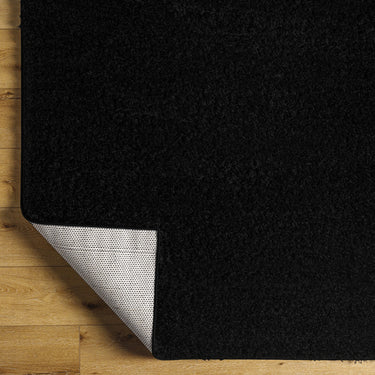 Moda Shag Solid Color Plush Soft Pile Black Rug