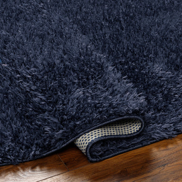 Moda Shag Solid Color Plush Soft Pile Blue Rug