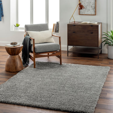 Moda Shag Solid Color Plush Soft Pile Grey Rug