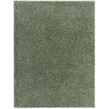 Moda Shag Solid Color Plush Soft Pile Green Rug