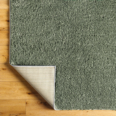Moda Shag Solid Color Plush Soft Pile Green Rug