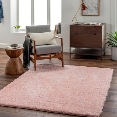 Moda Shag Solid Color Plush Soft Pile Pink Rug