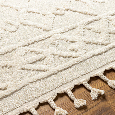 Nora Geometric High Pile Fringe Neutral Rug