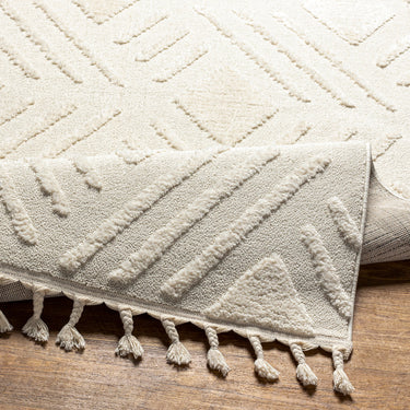 Nora Geometric High Pile Fringe Neutral Rug