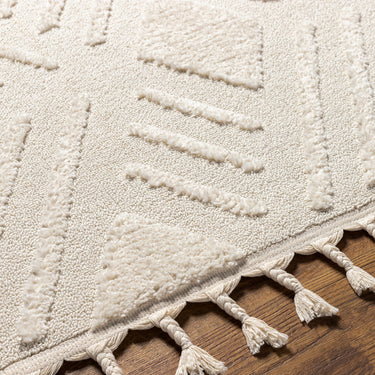 Nora Geometric High Pile Fringe Neutral Rug