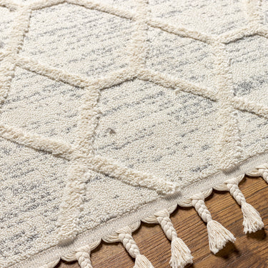 Nora Geometric High Pile Fringe Grey Rug