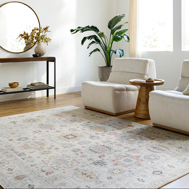 Spokane Our Pnw Home Vintage Traditional Oriental Ivory, DustyPink & Mustard Rug