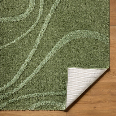 Rodos Modern Soft Plush Pile Shaggy Green Rug - Design RDO2356