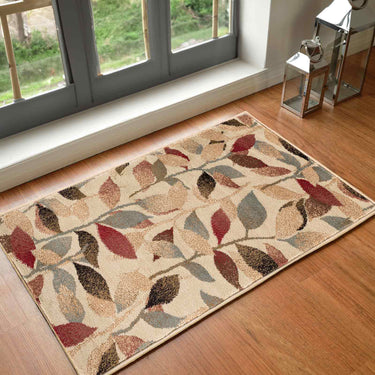 Riley Modern Graphic Skandi Red, Light Green & Dark Brown Rug - Design RLY5010