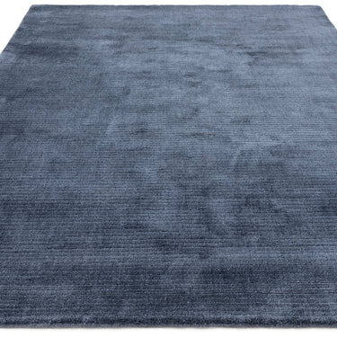 Rowan Navy Blue Hand-Woven Recycled Polyester Plain Rug