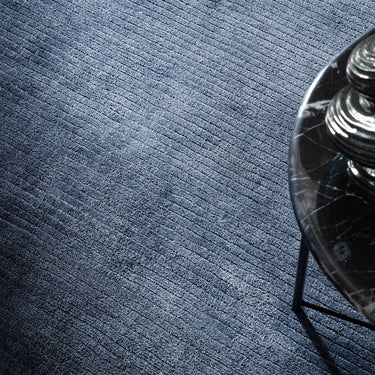 Rowan Navy Blue Hand-Woven Recycled Polyester Plain Rug