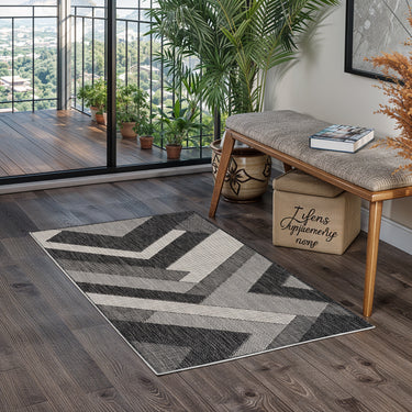 Abby In & Outdoor Modern Black/Ivory Rug