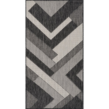 Abby In & Outdoor Modern Black/Ivory Rug
