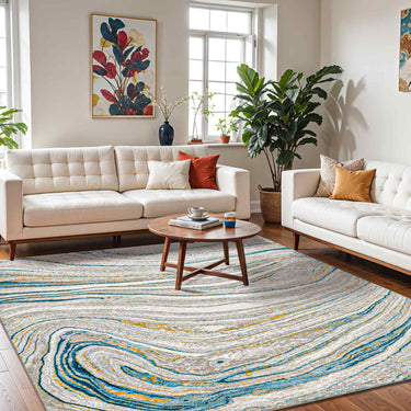 San Francisco Modern Graphic Blue Rug