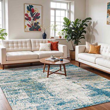 San Francisco Abstract Modern Marble Blue Rug