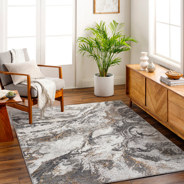 San Francisco Abstract Marble Modern Brown, Charcoal & Ivory Rug